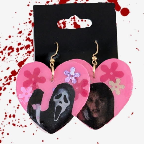 SURPRISE, SIDNEY Handmade Horror Heart Earrings - Picture 1 of 4